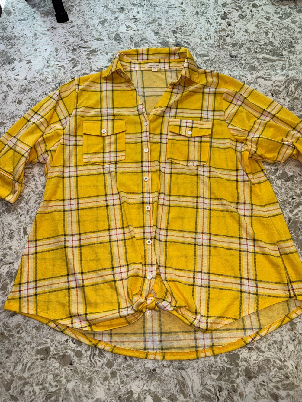 paper tee Yellow Plaid Button-Down Shirt